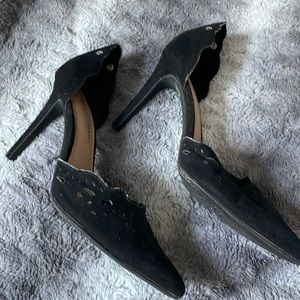 Black suede heels